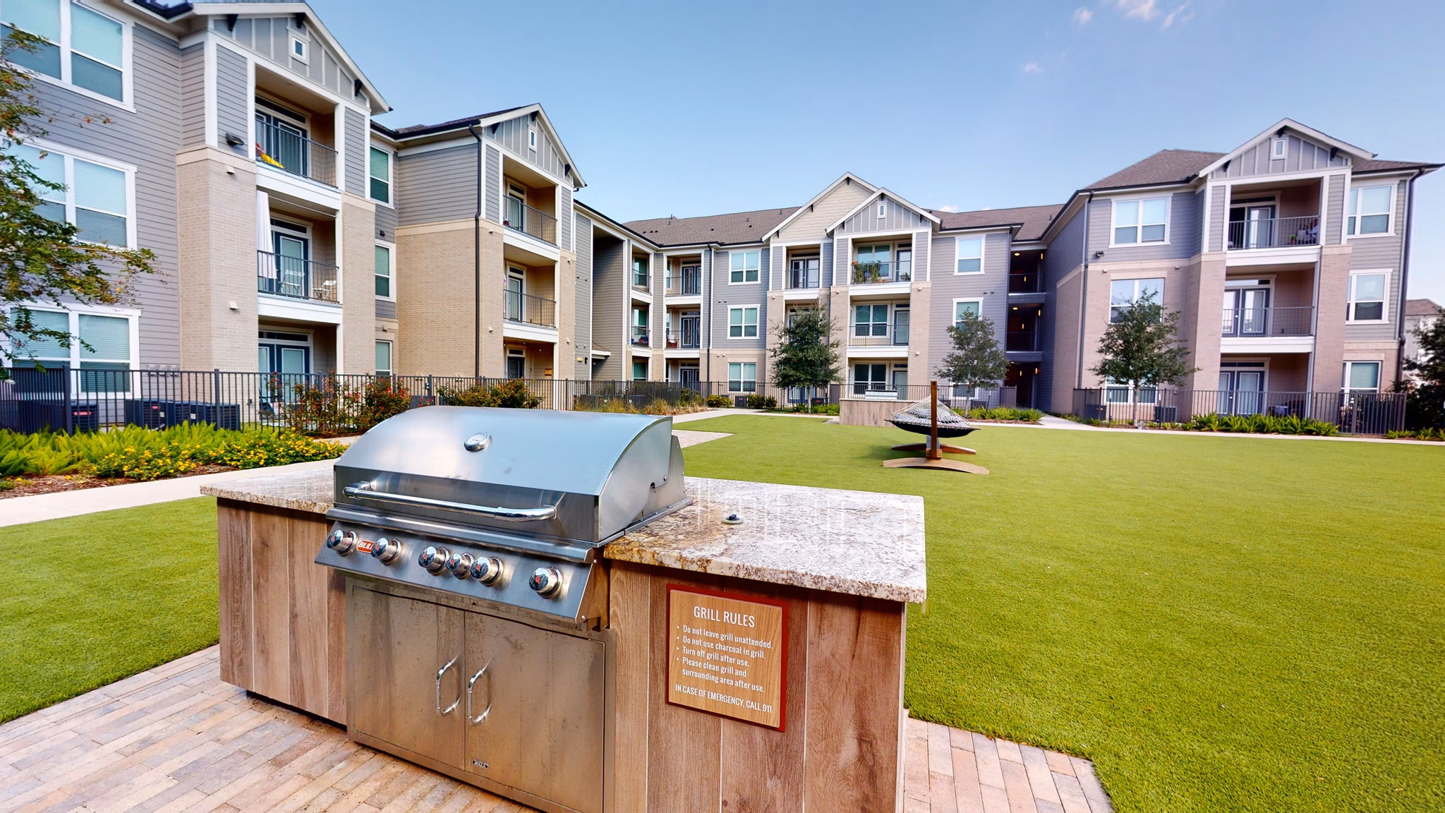 grill area at Bellrock Market Station Apartments