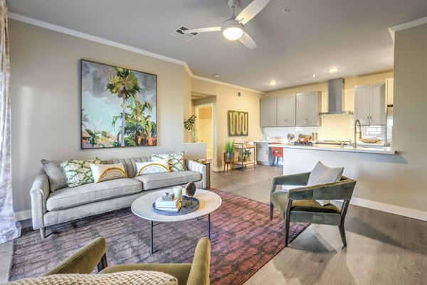Spacious living room with modern decor at Ironwood North Apartments