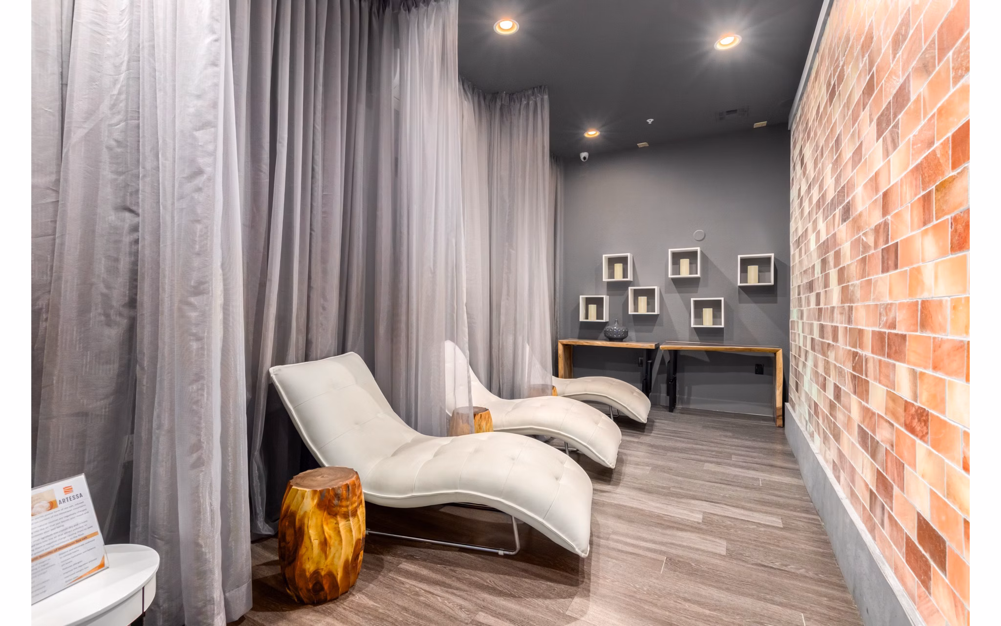 Stylish clubhouse with modern interiors at Artessa Apartments, a Greystar luxury living community
