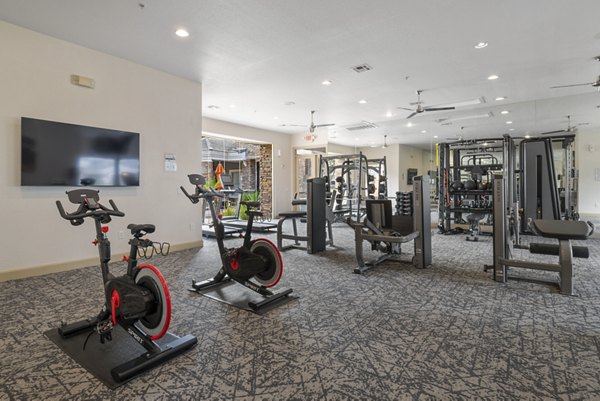 Modern fitness center with cardio and weight equipment at Artessa Apartments