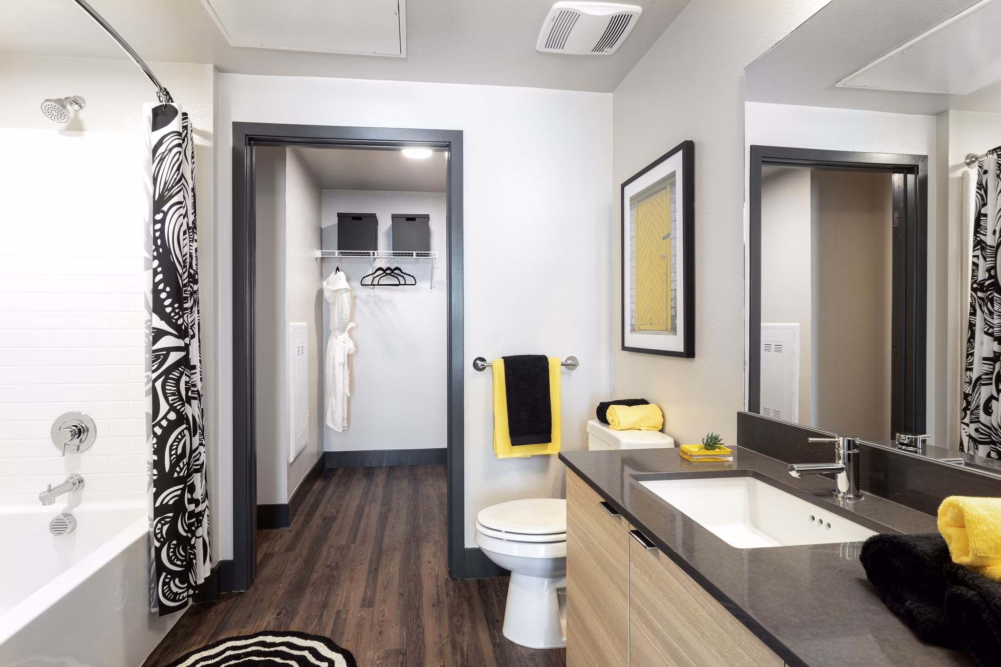 Bathroom featuring sleek fixtures and elegant design at Jefferson Rise Apartments, luxury living in the heart of the city