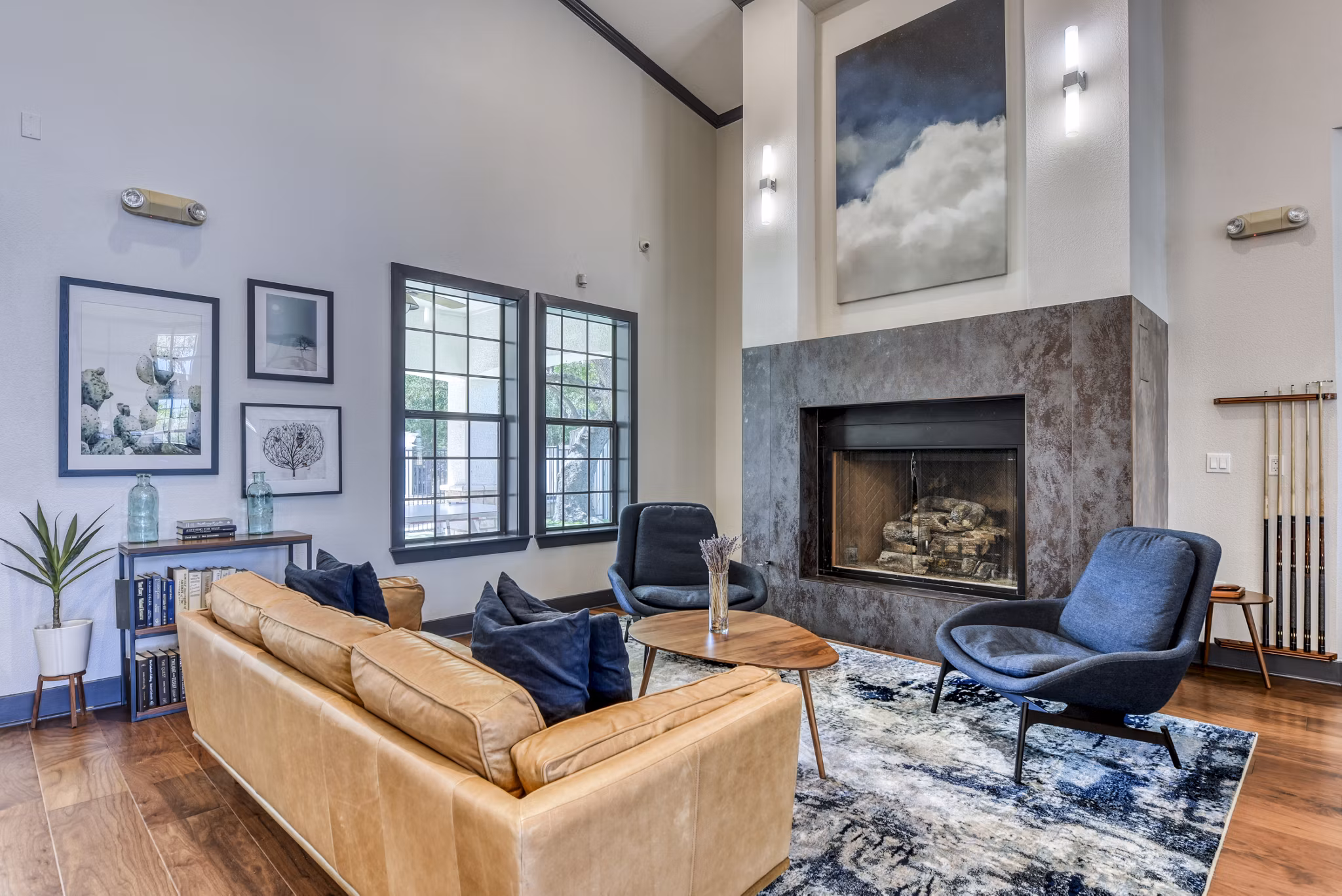 Clubhouse with modern furnishings at Judson Pointe Apartments, featuring a welcoming lobby space for residents to relax and socialize