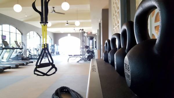 fitness center at Stella at Riverstone Apartments