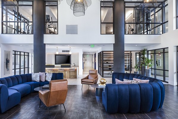 Luxurious clubhouse lobby with modern design at Revela Apartments