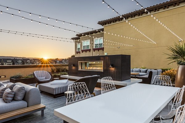 patio/balcony fire place at Revela Apartments