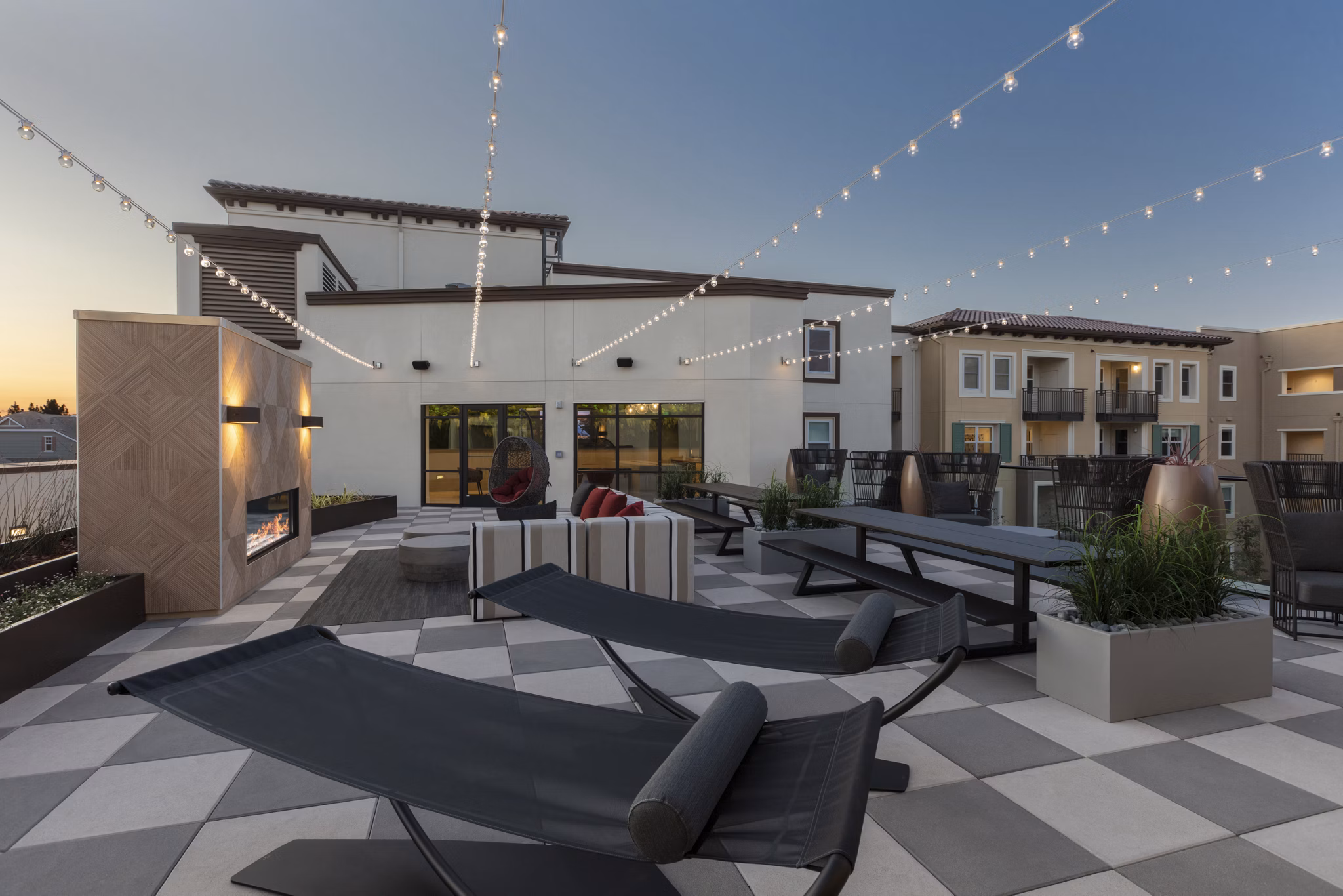 fire pit at Revela Apartments