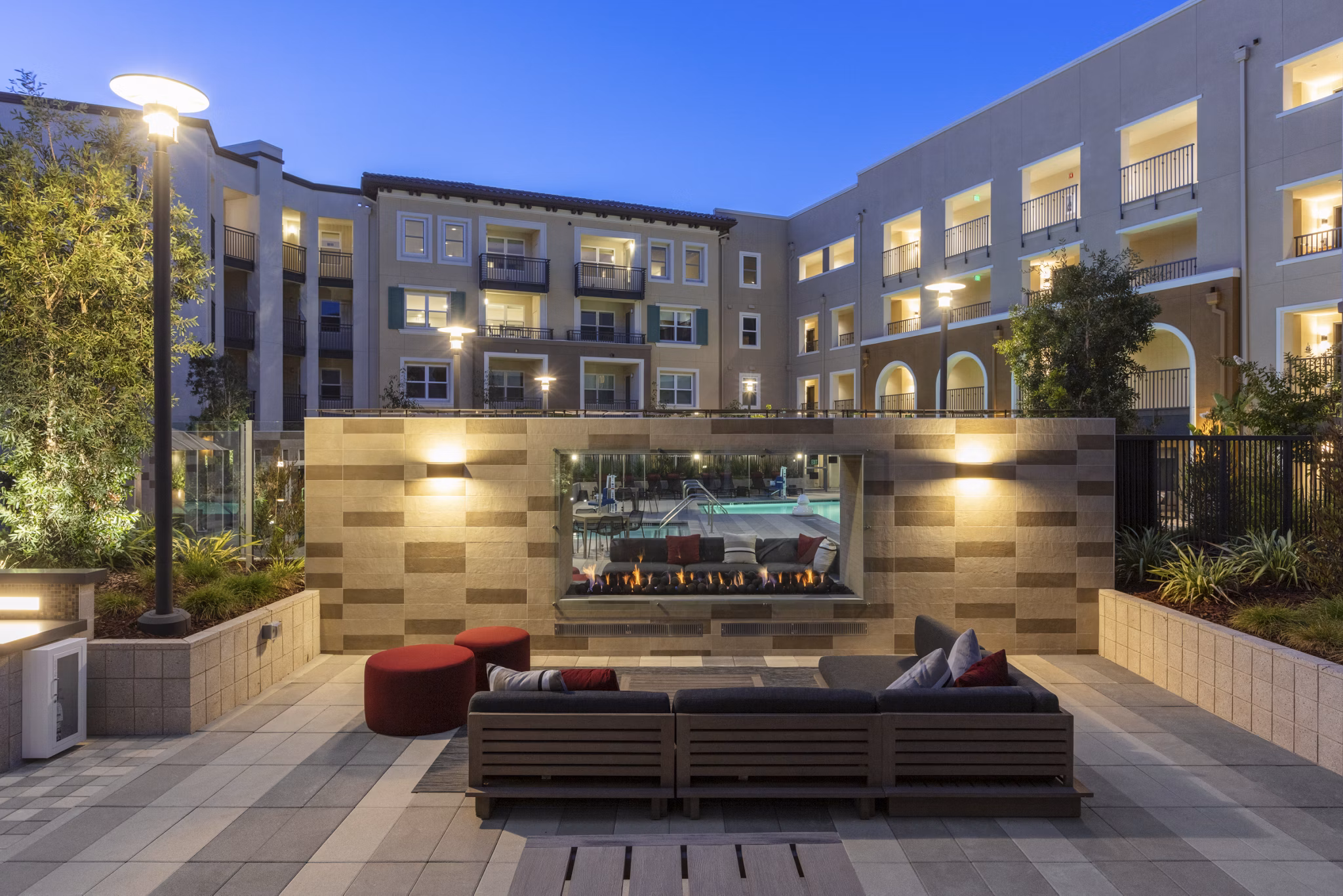 fire pit at Revela Apartments