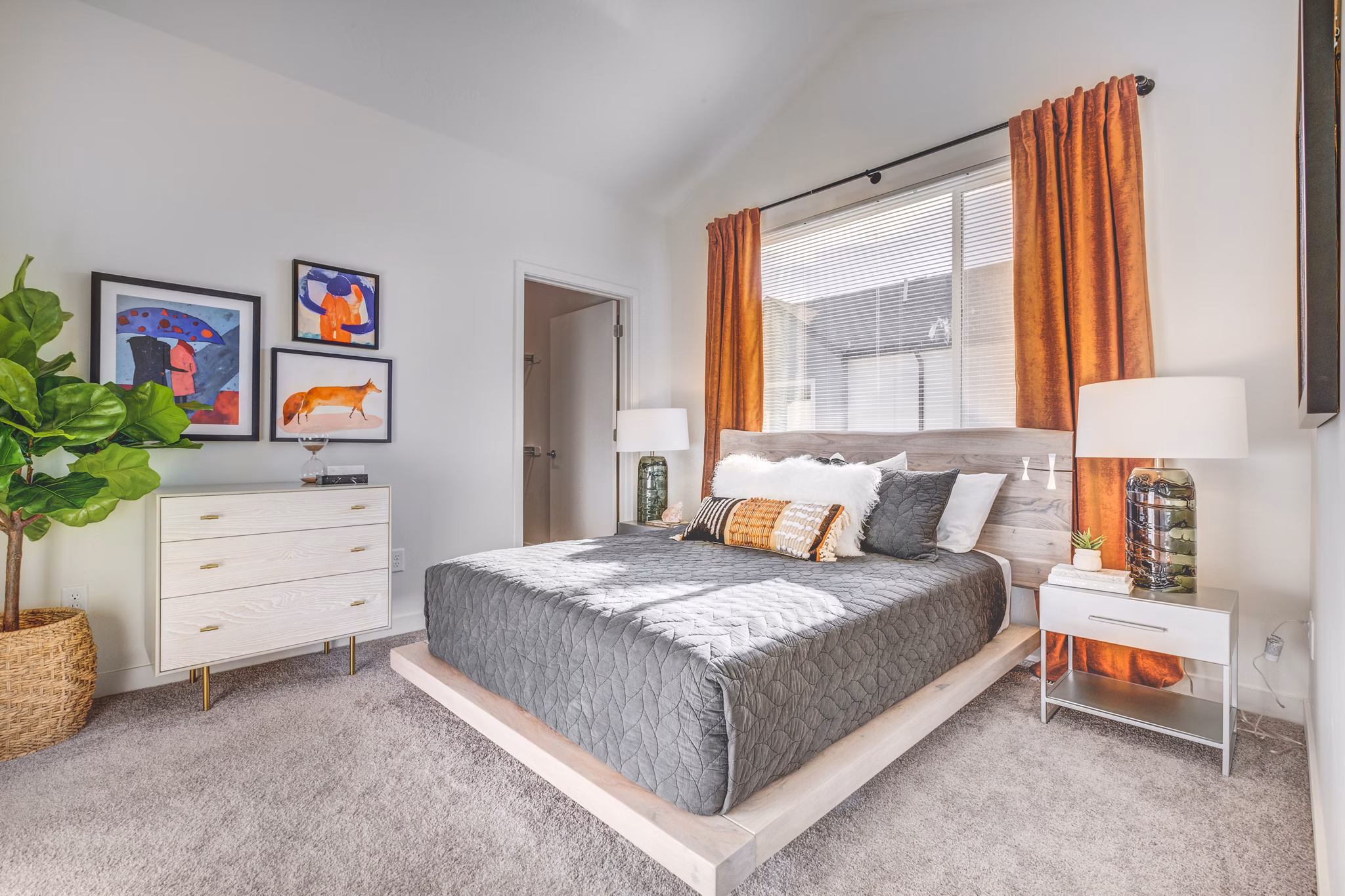 bedroom at Hawthorne Townhomes Apartments