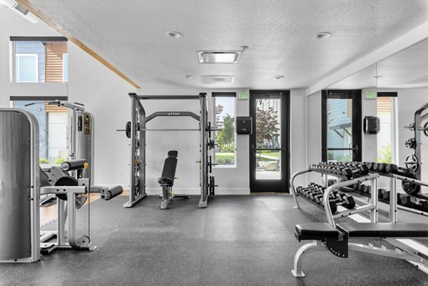 fitness center at Hawthorne Townhomes Apartments