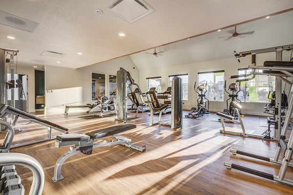 fitness center at Hawthorne Townhomes Apartments