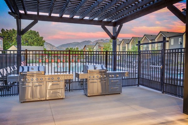 grill area/patio at Hawthorne Townhomes Apartments