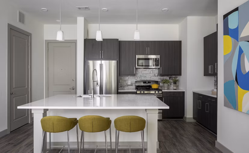 kitchen at Bellrock Summer Street Apartments