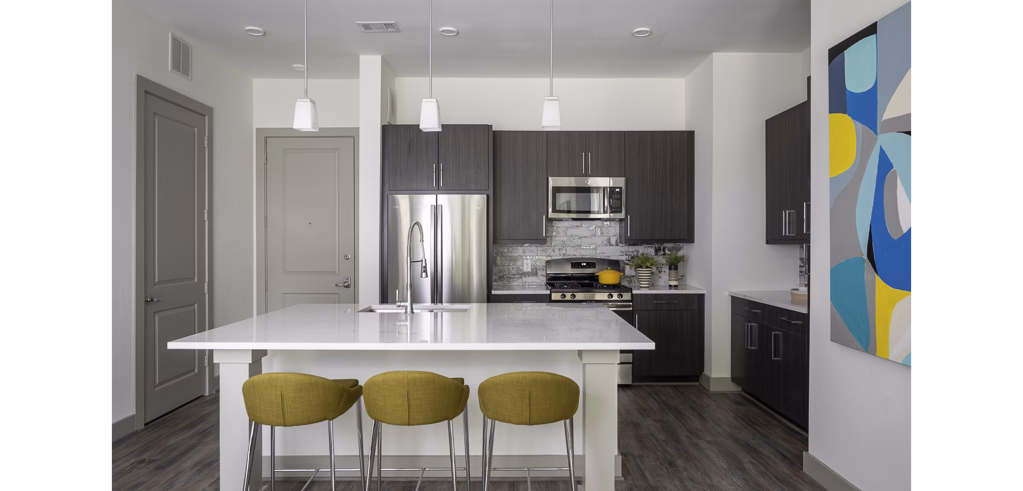 kitchen at Bellrock Summer Street Apartments