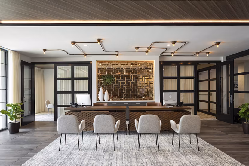 Clubhouse with modern decor at Broadstone Sawyer Yards Apartments, perfect for social gatherings and community events