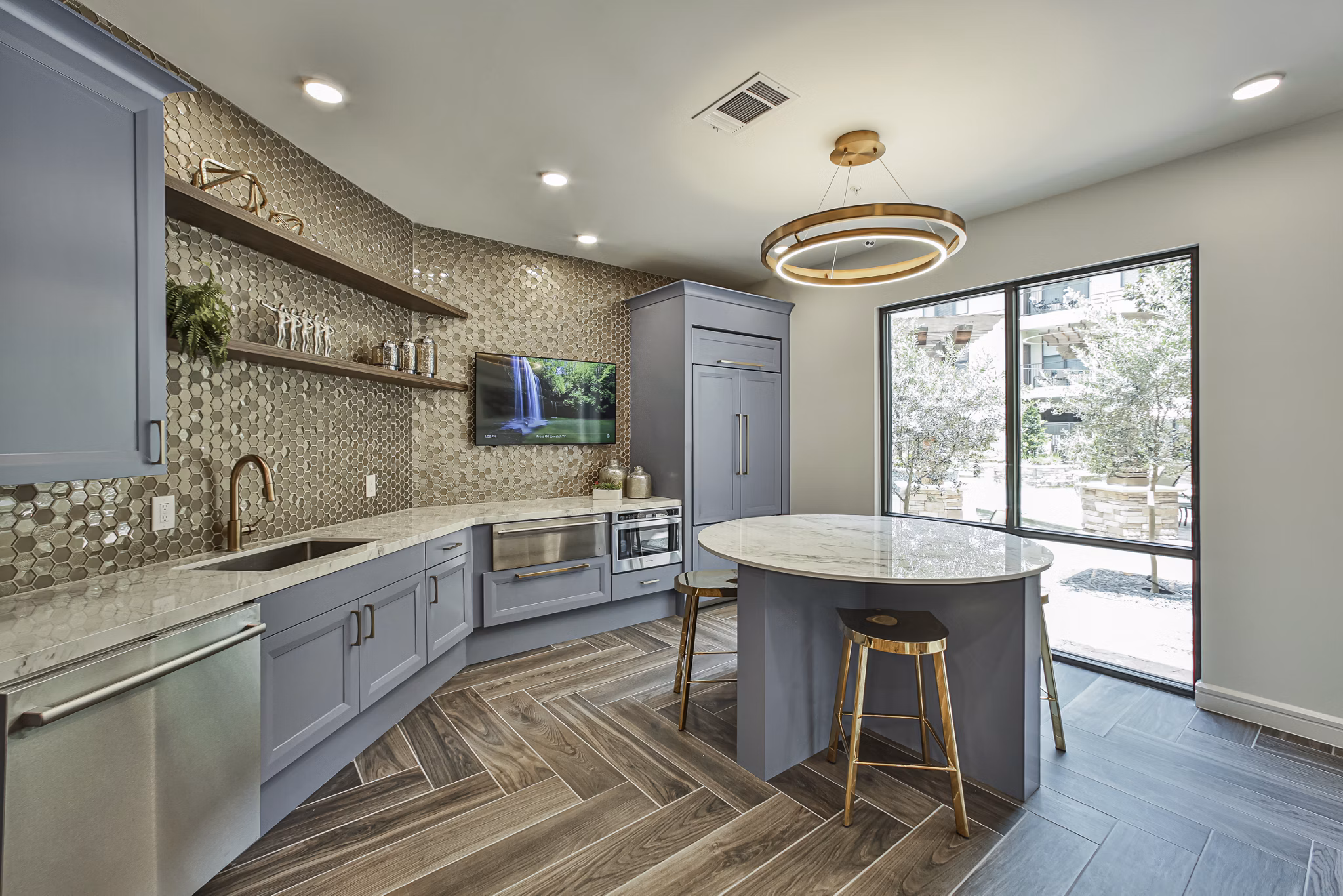 Modern clubhouse with luxurious seating and stylish design at Broadstone Toscano Apartments