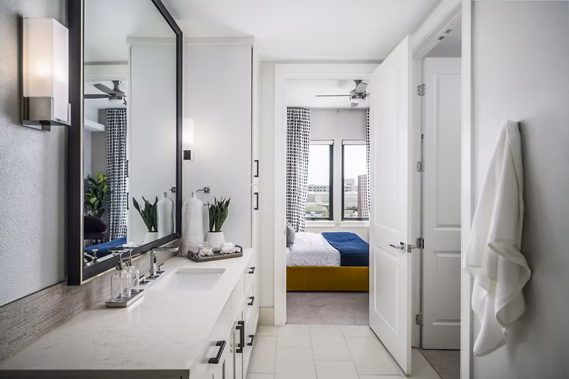 Luxurious bathroom with modern fixtures at The Ryan Apartments offering premium living experiences
