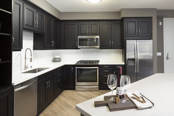 Modern kitchen with stainless steel appliances at Broadstone Arden Apartments