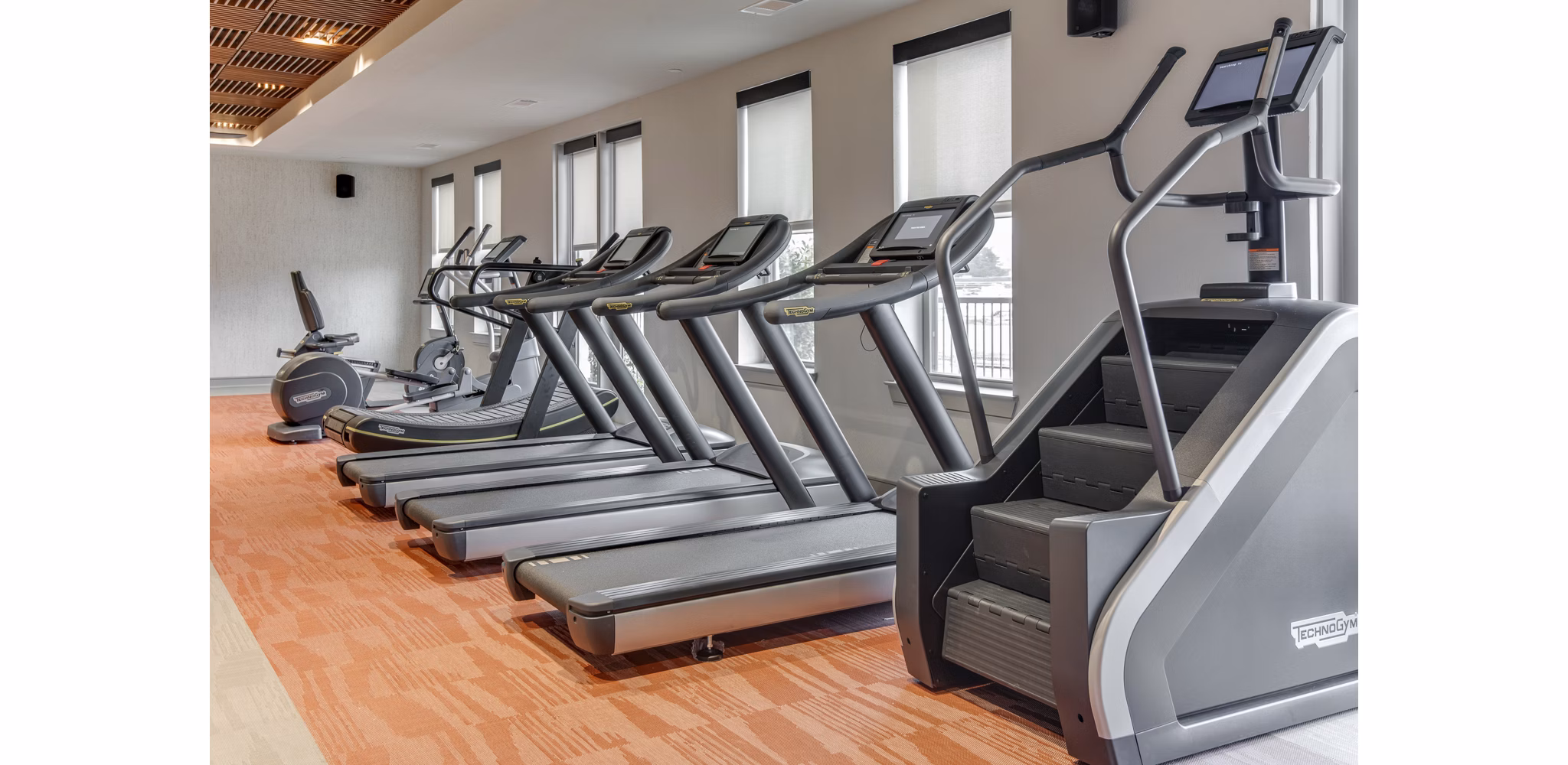 Modern fitness center with state-of-the-art equipment at The Silverlake Apartments
