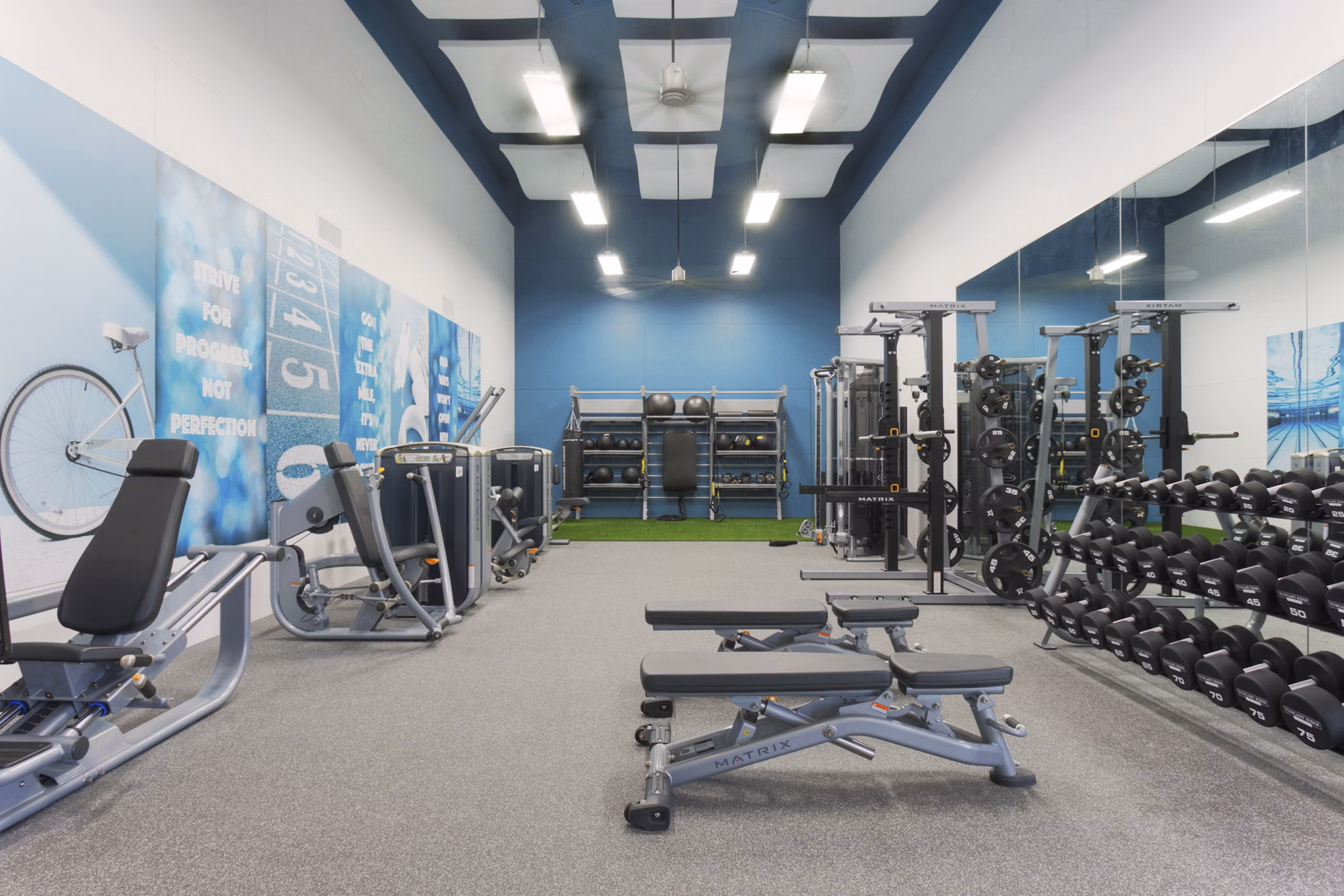 State-of-the-art fitness center with modern equipment at ORA Apartments, ideal for luxury living