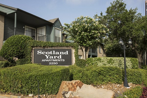 Signage at Scotland Yard Apartments: Modern luxury apartment living in a prestigious London neighborhood
