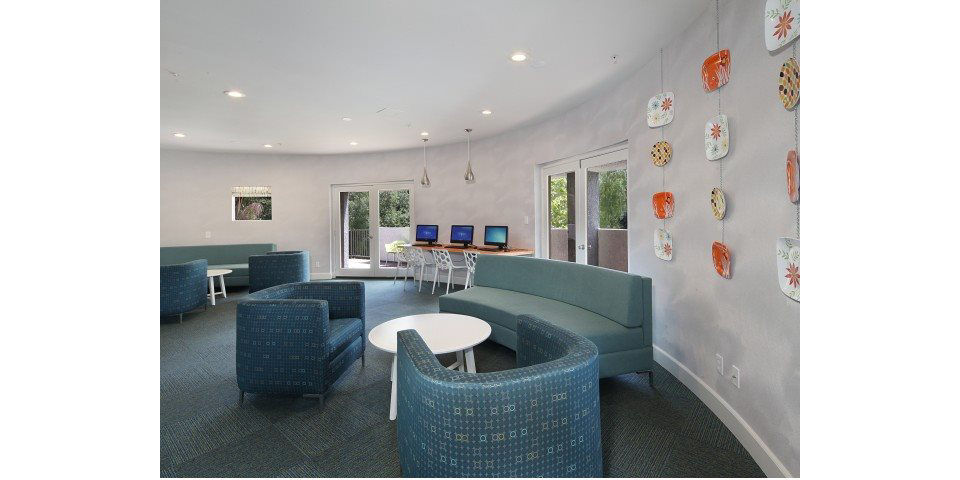 Clubhouse with modern furnishings at Canyon Crest Apartments, a luxury community offering exclusive amenities and stylish living spaces