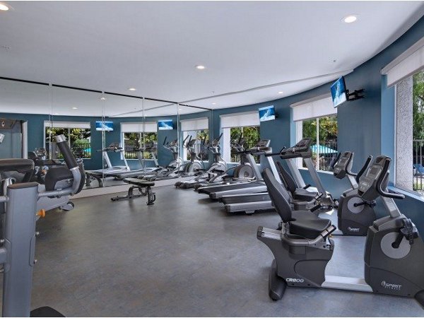 Modern fitness center with state-of-the-art equipment at Canyon Crest Apartments for residents' active lifestyle
