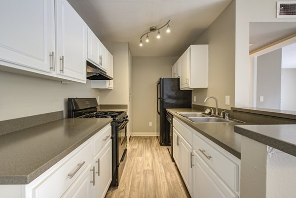 Modern kitchen with stainless steel appliances at Canyon Ridge Apartments