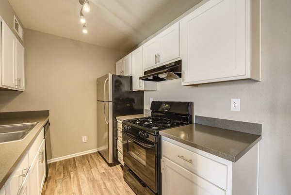 Modern kitchen with stainless steel appliances at Canyon Ridge Apartments