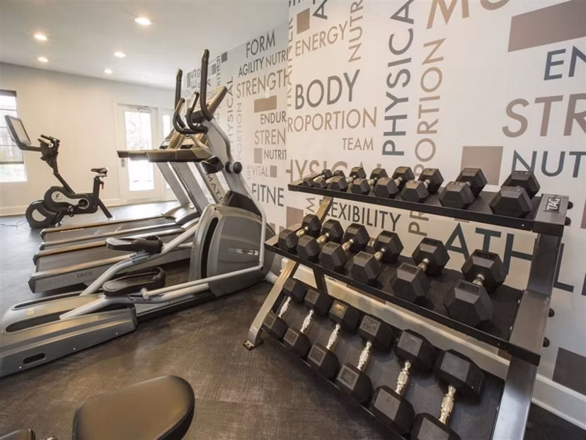 State-of-the-art fitness center at Harborview Apartments featuring modern gym equipment and spacious workout areas