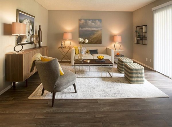 Spacious living room with modern decor at Vicino Apartments, a Greystar luxury property