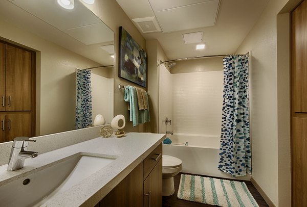 Modern bathroom with sleek fixtures at Summerly at Zanjero Apartments