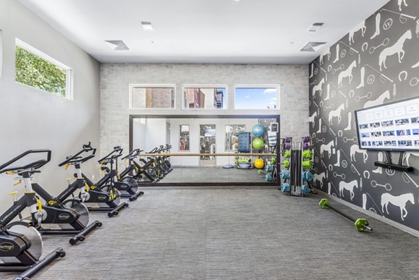 Modern spin studio with state-of-the-art equipment at Summerly at Zanjero Apartments, providing a luxury fitness experience for residents