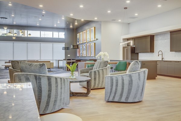 Modern clubhouse with stylish seating at Anthology Apartments for luxury living experiences