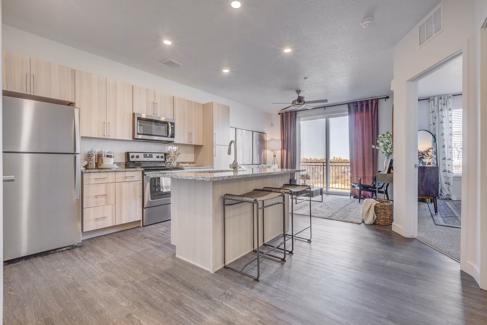 Spacious kitchen with modern appliances at Anthology Apartments, luxury living space in a vibrant community