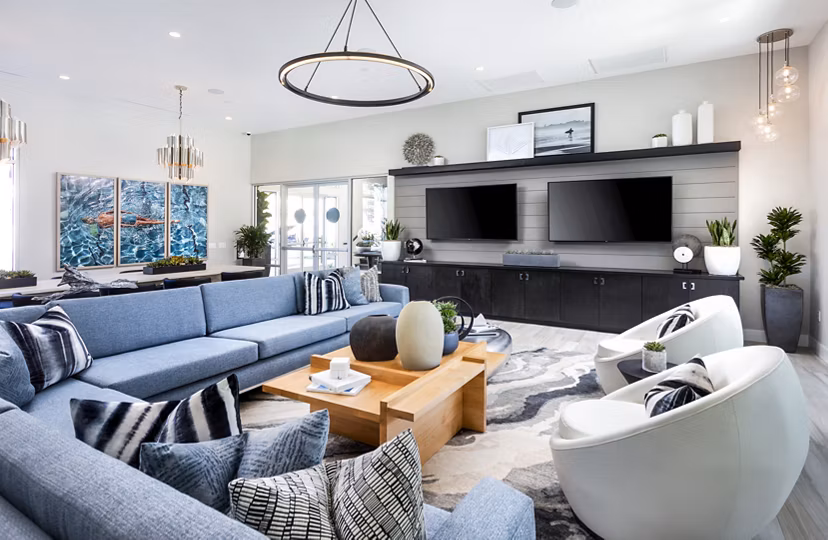 Luxurious clubhouse with modern design at Rivue Apartments: Perfect space for leisure and social events