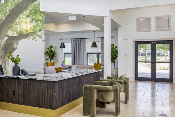 Clubhouse lobby with modern decor at The Monterra Apartments offering luxury living experience