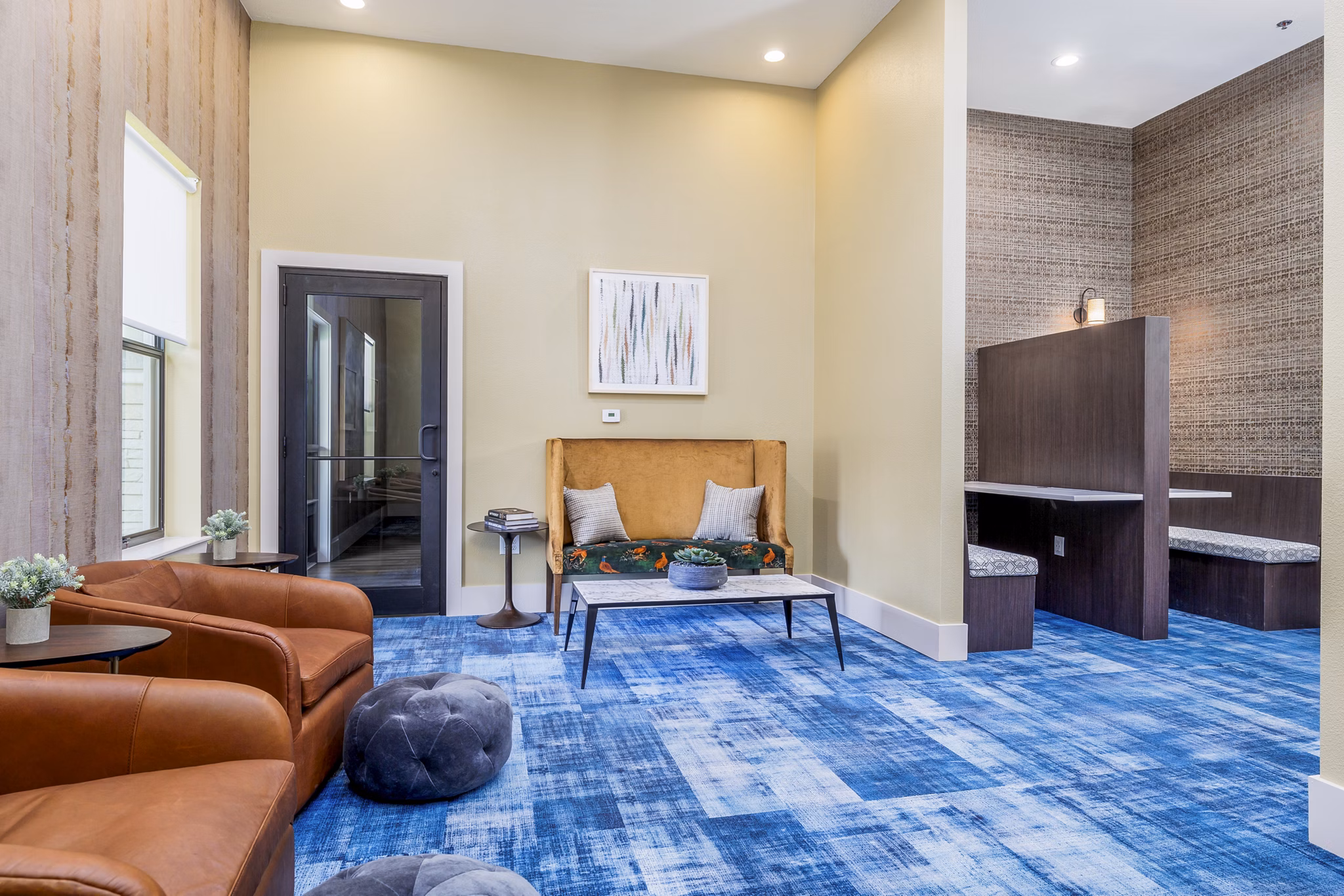 Modern clubhouse featuring stylish seating at The Monterra Apartments