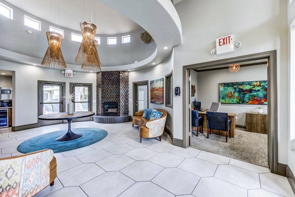 Elegant clubhouse lobby with modern design at Sunstone Apartments, a Greystar community