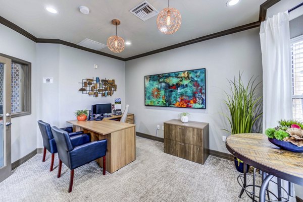 Contemporary clubhouse and leasing office at Sunstone Apartments offering community-focused amenities