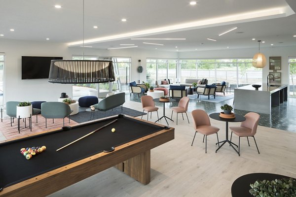 Clubhouse featuring modern design elements at Alexan Diagonal Crossing Apartments in Boulder