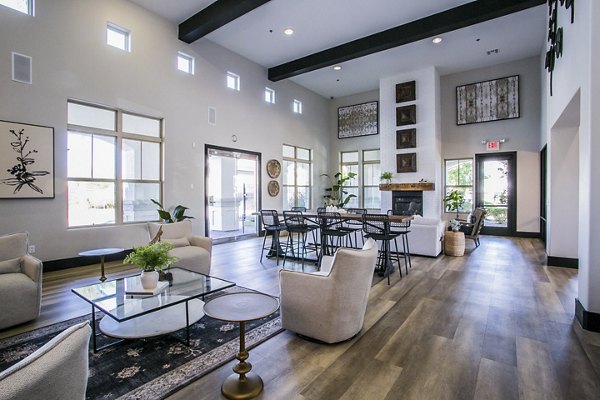 Contemporary clubhouse featuring modern decor and seating areas at Volare Apartments