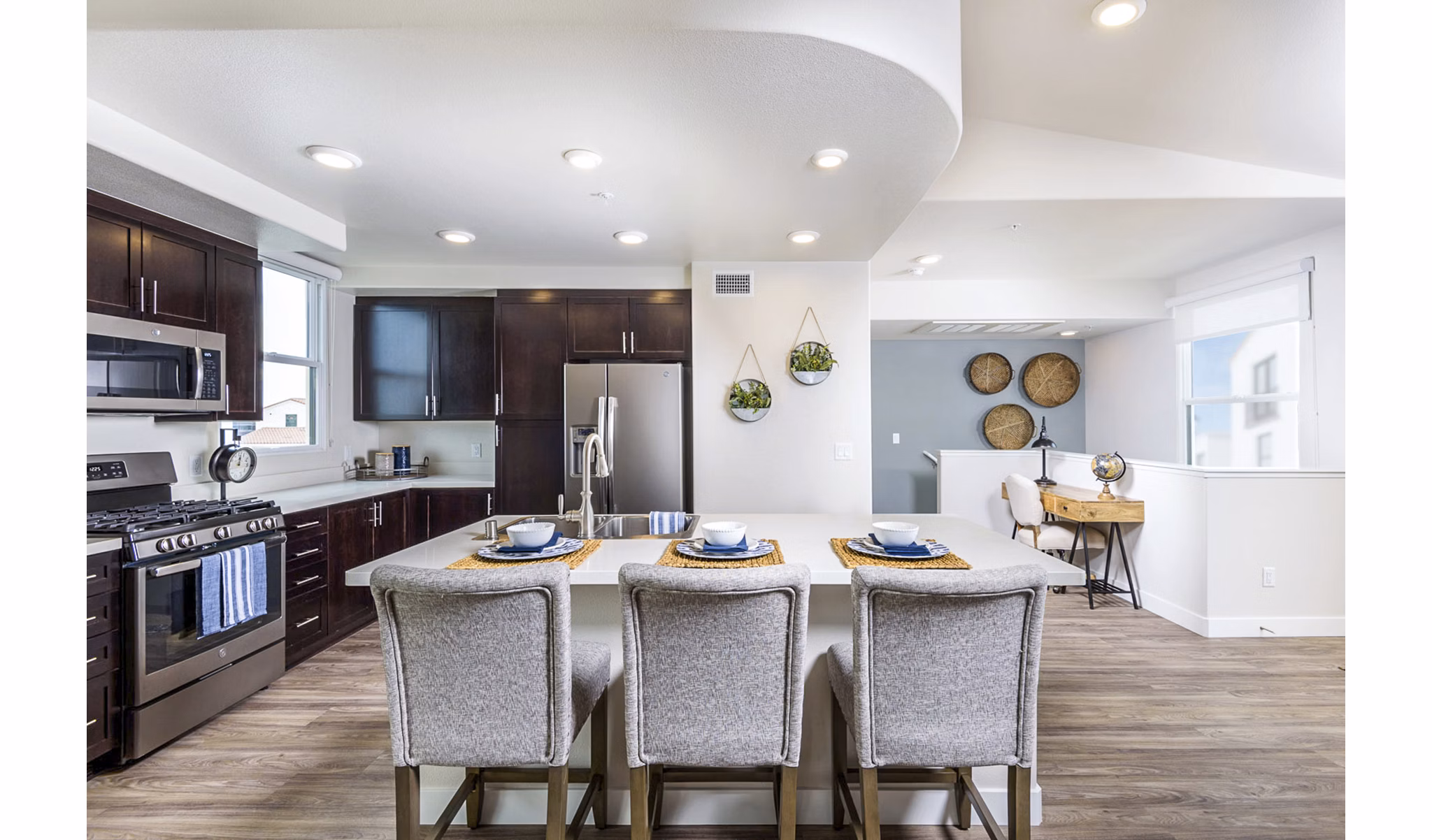 Elegant dining room with modern decor at Portside Ventura Harbor Apartments