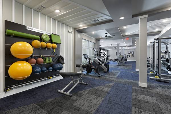 fitness center at Atlas Waterside Apartments