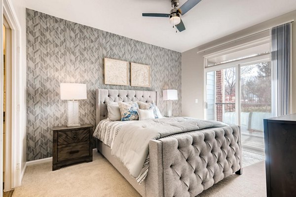 Cozy bedroom with modern decor at Lowry Park Apartments