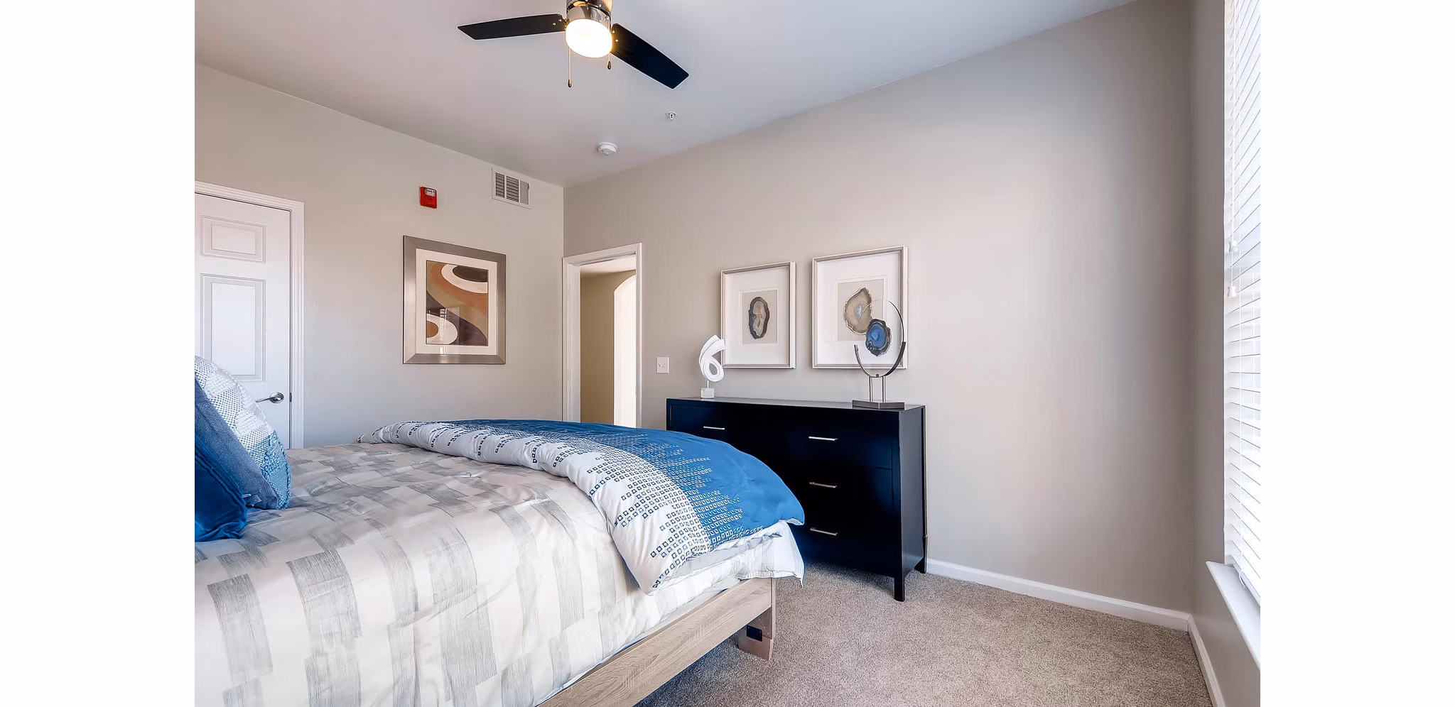 Chic bedroom with modern decor at Lowry Park Apartments