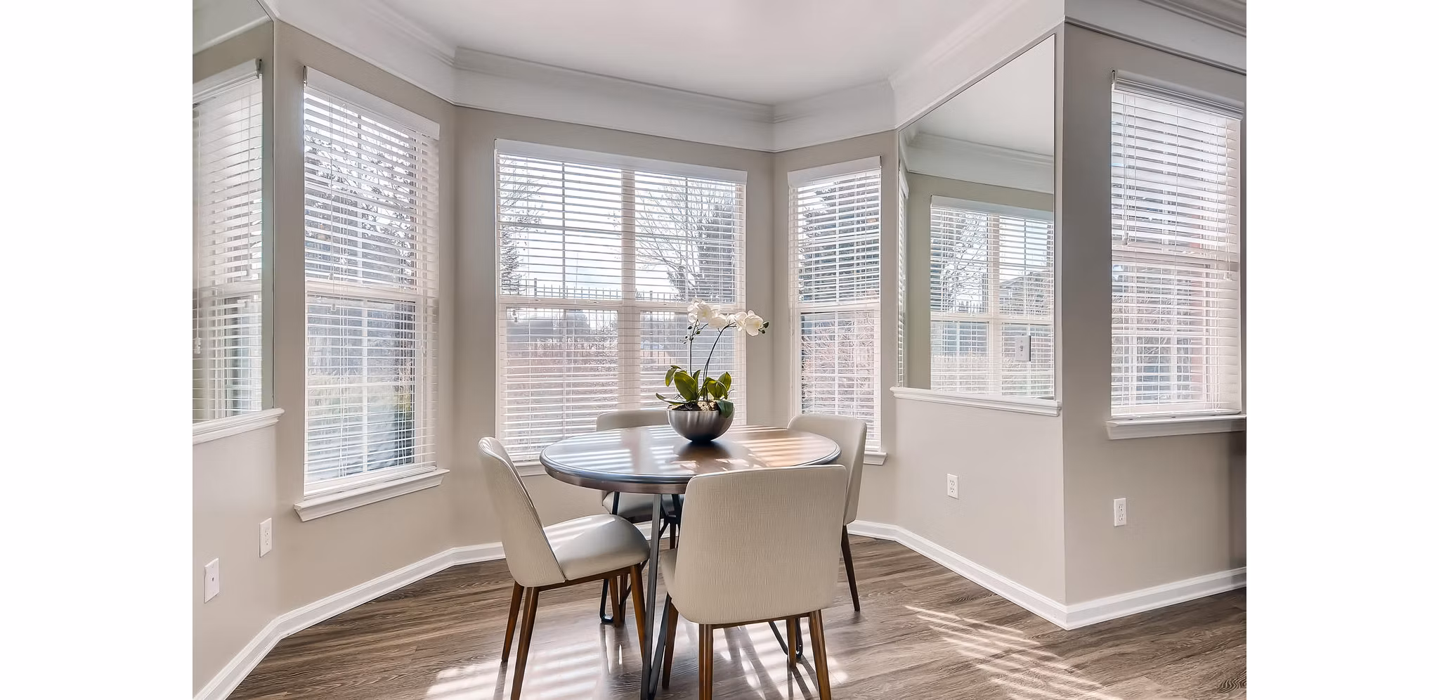 Dining room with elegant lighting and modern decor at Lowry Park Apartments