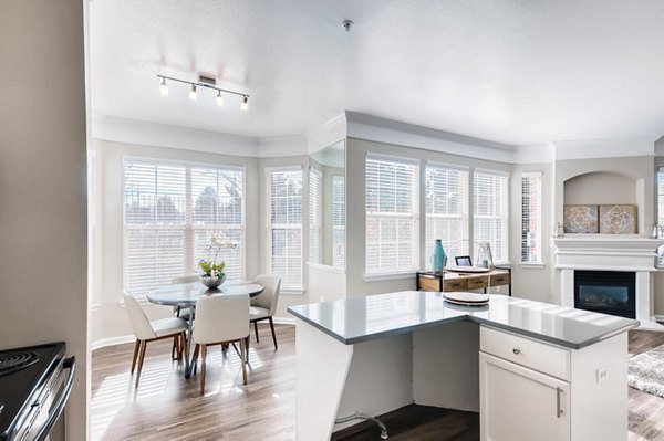 Modern kitchen with sleek cabinetry and stainless appliances in Lowry Park Apartments