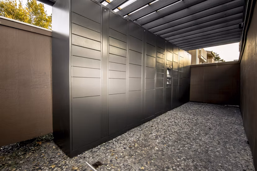 Mailroom with modern package lockers at Aspen Ridge Apartments