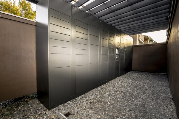 Mailroom with modern package lockers at Aspen Ridge Apartments