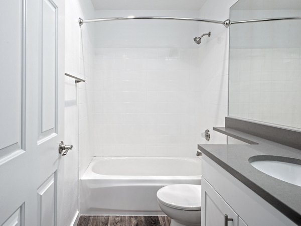 Bathroom featuring modern fixtures and elegant vanity in Lions Gate North Apartments